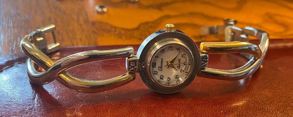Women's 22mm Two Tone Parmex Watch, MOP Face, Bracelet Band